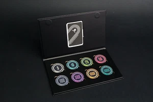 PowerPoker "Moneta LAS VEGAS" Sample Set 8 Pièces Céramique Poker Chips Essai Set - Photo 1/3