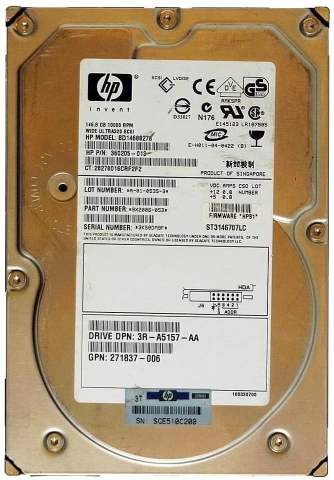HP BD14688278 360205-013 271837-006 146.8GB 10000RPM Ultra320 SCSI Internal HDD - Image 1 of 1