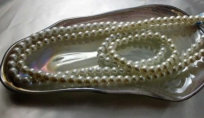 Klassiker Perlenkette Kurz Art Deco Stil oder Armband Perlweiß Töne - Bild 1 von 3