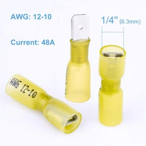 Waterproof Yellow Spade Female/Male Heat Shrink Wire Connector Terminal 10-12AWG - Picture 1 of 6