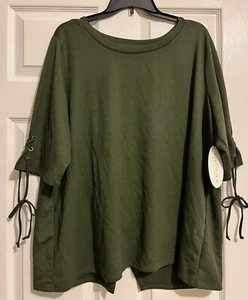 BOUTIQUE PLUS JCP 3/4 Sleeve T-Shirt Top - Green - 2X - NWT NEW - Picture 1 of 6