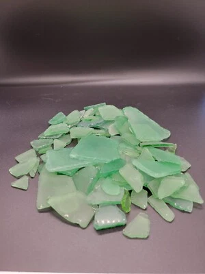 Flat Frosted Sea Glass for Crafts Weddings Decor Assorted Shades Of Light Green - Image 1 of 3