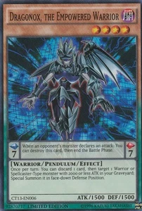 YUGIOH HOLO CARD DRAGONOX, THE EMPOWERED WARLORD CT13-EN006 LIMITED EDITION - Picture 1 of 1