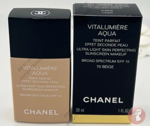 Chanel Vitalumiere Aqua Makeup Foundation Spf 15 - 70 BEIGE 100% AUTHENTIC - Picture 1 of 3