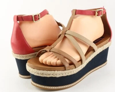 $250 NEW JUICY COUTURE MOIRA Caramel Cherry Natural Designer Platform Wedges 9 - Image 1 of 4