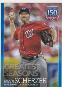 MAX SCHERZER 2019 TOPPS UPDATE GRANDI GIOCATORI BLU PARALLELO #105-92 NAZIONALI - Foto 1 di 1