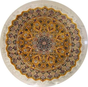 Rugstc 5x5 Pak Persian Gold Area Rug, Hand-Knotted,Floral with Silk/Wool Pile - Picture 1 of 5