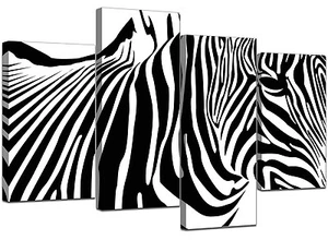 Large Black White Abstract Zebra Canvas 130cm Wide XL Picture Set 4022 - Picture 1 of 9