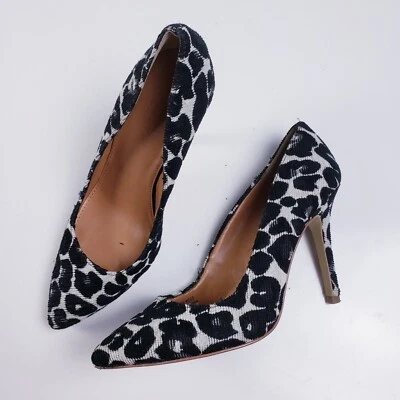 Tacón de salón J Crew para mujer talla 6,5 Gabbie leopardo texturizado blanco y negro Foto 1 de 4