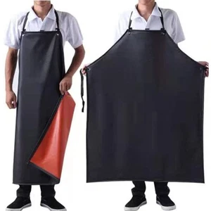 Waterproof Rubber Vinyl Black Work Apron 43 Inch Adjustable Bib For Dishwashing - Picture 1 of 7