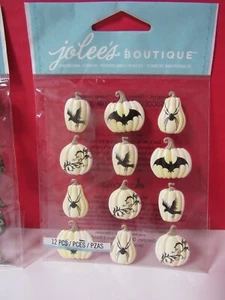 Jolee's Boutique Maß Aufkleber WEISSER KÜRBIS 12 Stück Halloween Fledermäuse Spinnen - Bild 1 von 2