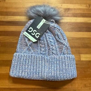 DSG Niñas Tejido con Cable Pom Gorro Sombrero Azul Melange O/S - Imagen 1 de 5
