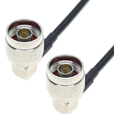 N male Right angle to N male 90° connector lot RF Coaxial Cable jumper RG58 - Image 1 of 2