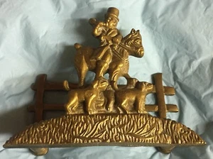 Equestrian Horse Foxhunt Brass Tally Ho Desk Top Letter Holder - Picture 1 of 12