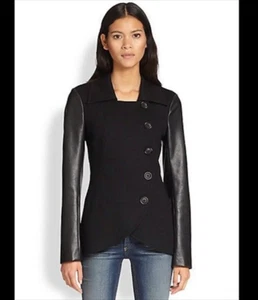 Mujer Bailey 44 Negro Cuero Vegano Doble Pecho Chaqueta Abrigo Militar S - Imagen 1 de 15