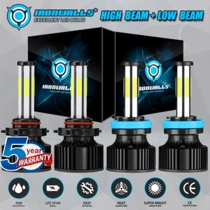 6 Sides 9005+H11 LED Headlights Hi Low Beam 6500K White for GMC Yukon 2015-2018 - Picture 1 of 12