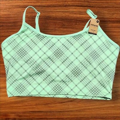 Victoria's Secret Pink Mint Green Plaid Sports Bra Crop Top. Sz. L - Image 1 of 4