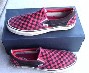 Vans klassische Slipper rot und schwarz Schachbrettmuster Turnschuhe Größe 12 - Bild 1 von 5