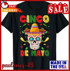 New Limited Cinco De Mayo Party Sugar Skull, Mexican Fiesta T-Shirt S-5XL - Picture 1 of 6