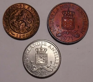 Netherlands Antilles coins, 3 coin lot, UNC - Bild 1 von 4