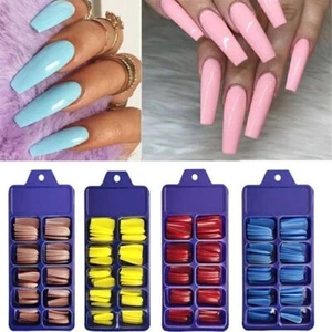 100x Extra Long Full Cover Fake False Nails Artificial Nail Art Stick on Tips AU - Picture 1 of 13