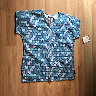 Ladies J I T Scrubs Top Size Medium Cross Over MocK Wrap Two Patch Pockets - Image 1 of 2