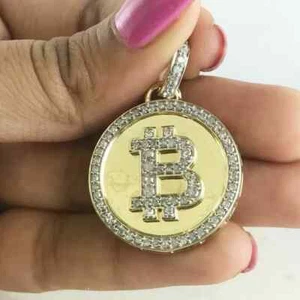 2.20Ct Round Lab Created Diamond Men's Pendant 14K Yellow Gold Plated Free Chain - Picture 1 of 6