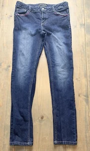 Eye Candy Girl's Blue Denim Skinny Jeans Pink Butterfly Rhinestones Size:12 - Picture 1 of 6