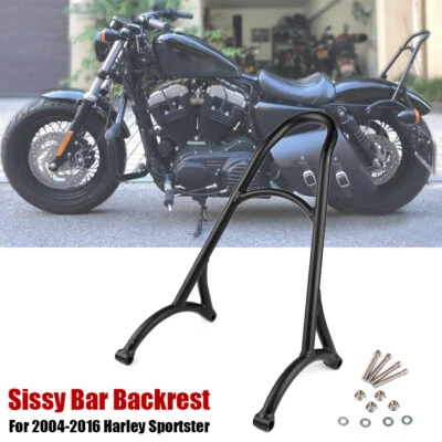 Respaldo Burly Short Sissy Bar para Harley Sportster XL Iron 883 1200 2004-2016 Foto 1 de 4