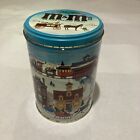 Empty M&M Plain Christmas Train Village Candy Tin Canister Old 4X6 Can
