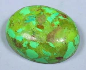 18 CT GREEN STENICH TURQUOISE OVAL CABOCHON GEMSTONE FJ-794 - Picture 1 of 5