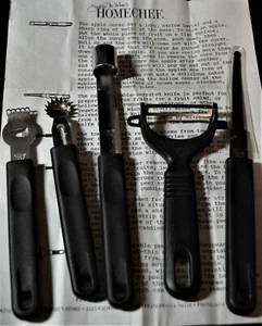 Homechef Set of 5 Cooking Kitchen Utensils Apple Corer Knife Zester Veg Peeler - Picture 1 of 12