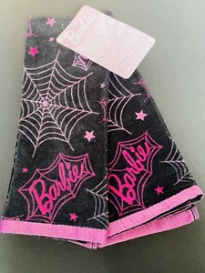 Barbie Halloween Pink & Black 15” X 25” Hand Towel Set of 2 New - Picture 1 of 3