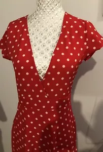 Amy Fashion Red Summer Maxi Polkadot Dress Size S - Picture 1 of 12