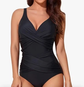 Tummy Control Swimsuits for Women Slimming One Piece Bathing Suit Retro XL - Picture 1 of 3