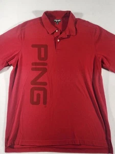 Ping Performance Golf Polo Short Sleeve Solid Red Logo Script Men’s Sz Large - Picture 1 of 5