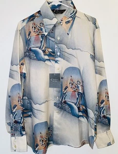 Neu mit Etikett Vintage 70er Jahre seltenes Muster Damen Negligee Et Cie Disco Polyester Shirt Größe L - Bild 1 von 9