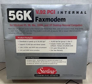 Sterling Communications 56K V.92 PCI Internal Fax Modem Model S20-03 SEALED - Picture 1 of 4