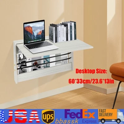Folding Wall Table, Light Gray Fold Down Table Wall Mounted For Workbench, Home - Image 1 of 4