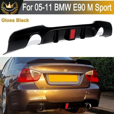 Gloss Black Rear Diffuser W/ LED Light For BMW E90 E91 328i 335i M Sport 2005-11 Foto 1 de 4