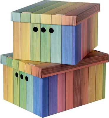 STYLISH 2pc Decorative Storage BOXES with Lid ARCHIVE A4 Box Cardboard ORGANISER - Image 1 of 4