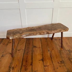 Vintage Rustic Wooden Coffee Table Wonky Wood Hallway Bench Natural - Picture 1 of 17