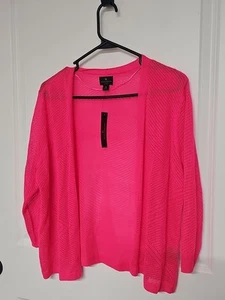 WORTHINGTON 3/4 SLEEVE OPEN FRONT Aloha PINK CARDIGAN KNIT SWEATER W Tags (Ps) - Picture 1 of 6