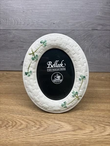 Belleek Basketweave Green Shamrock Oval Frame Picture #1938 Made In Ireland 6x5” - Picture 1 of 6