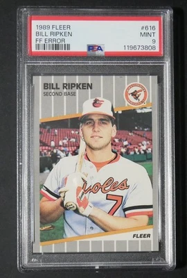 1989 Fleer #616 Bill Ripken FF Error PSA 9 Mint Fresh Slab New Label - Image 1 of 2