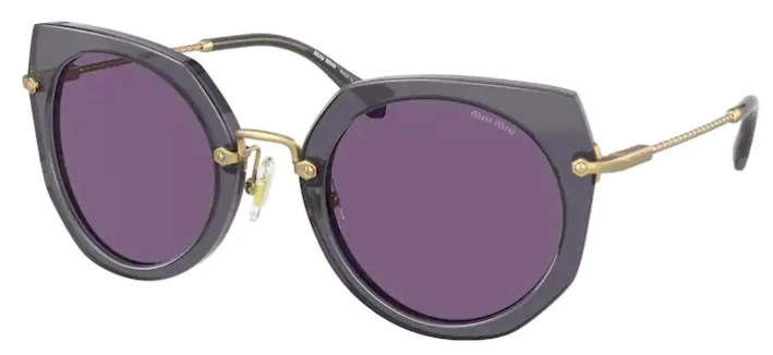 Nuevas gafas de sol Miu Miu MU 02XS 04O 6O2 gris transparente/violeta para mujer Foto 1 de 2