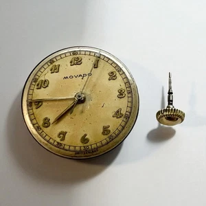 Vintage Movado Movement with Stem & Crown 17 Jewels 24mm (Working) 48610 - Picture 1 of 8