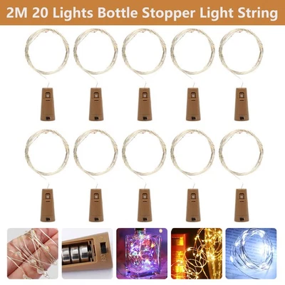 10 PIEZAS LED 2m Impermeable LED MICRO Plata Cobre Alambre Cadena Hadas Luces Decoración Foto 1 de 4