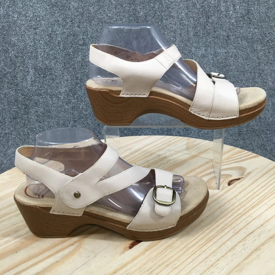 Sandalias Dansko para mujer 41 Shari con tiras de cuero beige a presión punta abierta tacones en bloque Foto 1 de 4
