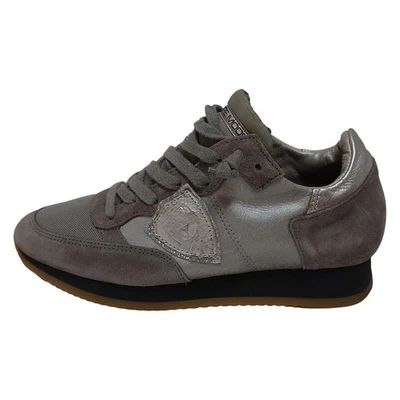 Auténticas zapatillas para mujer MODELO PHILIPPE - gris plata gamuza cuero Foto 1 de 4